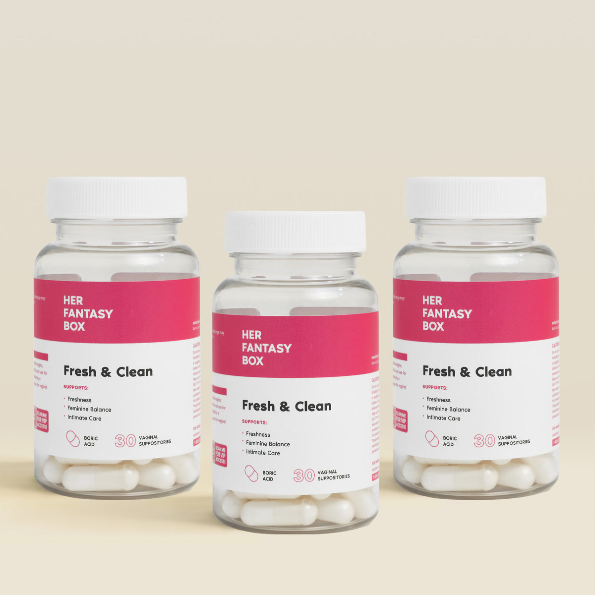 Fresh & Clean Boric Acid Vaginal Suppository - 3 pk