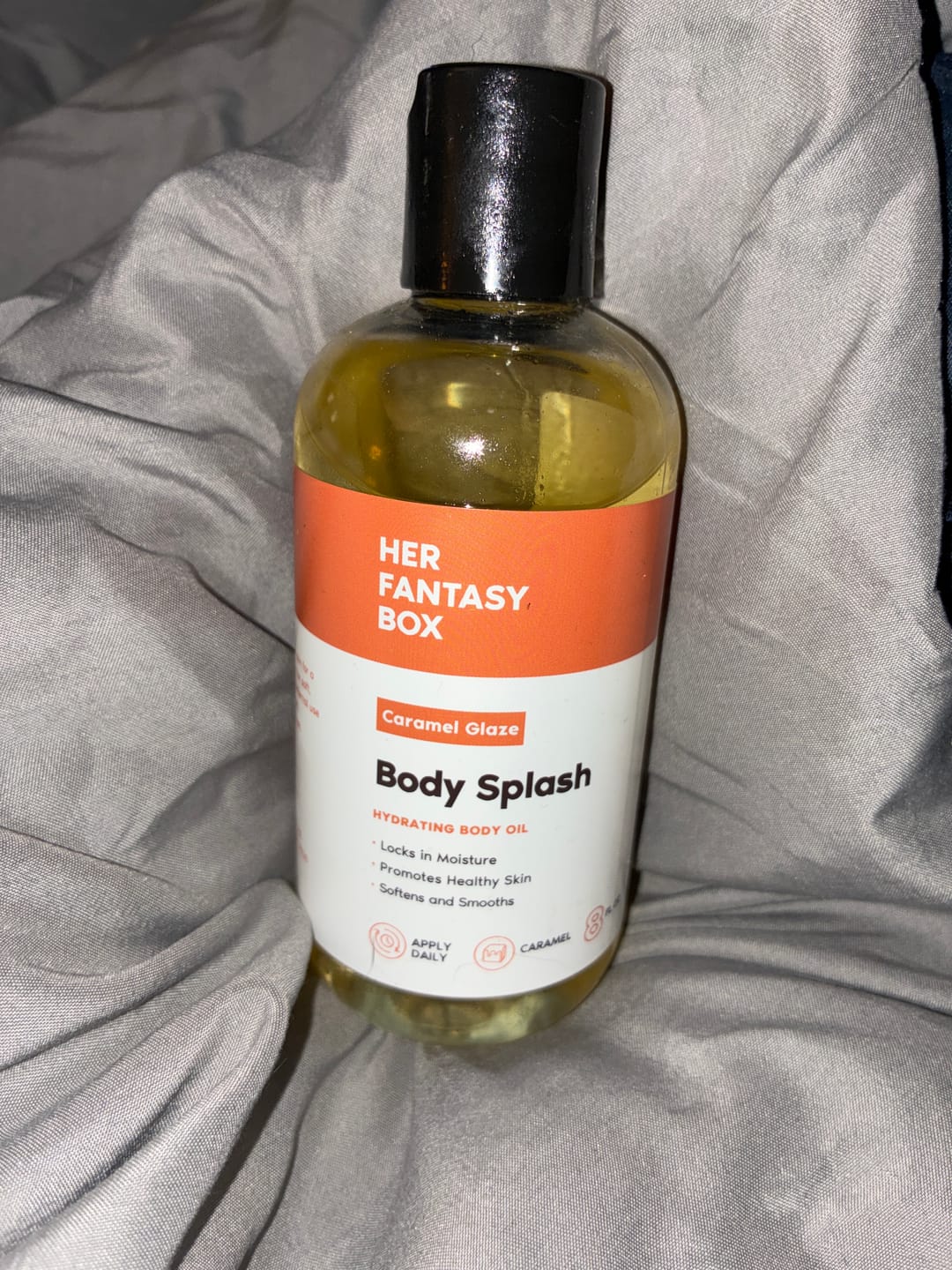 Customer photo review of Body Splash - Skin Smoothing Body Oil (Caramel Glaze)
