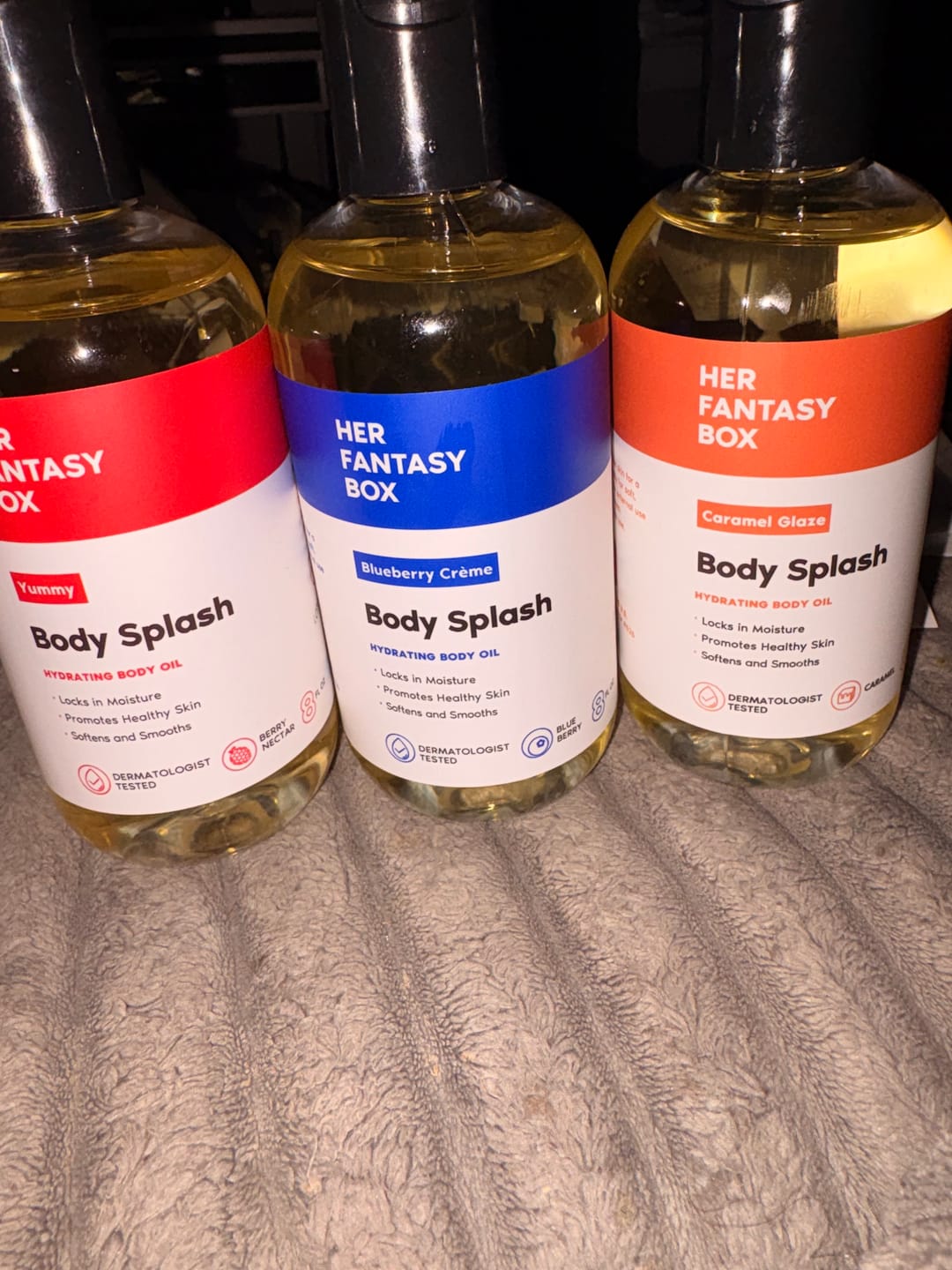 Customer photo review of Body Splash - Skin Smoothing Body Oil (Blueberry Créme)