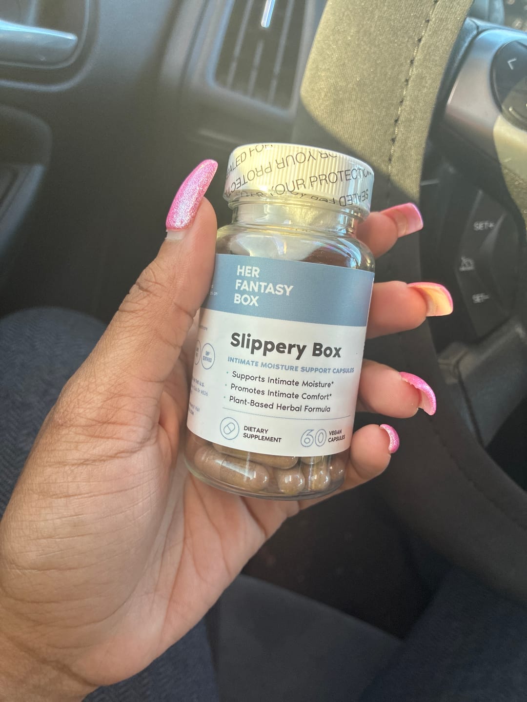 Customer photo review of Slippery Box - Extra Moisture Support Capsules