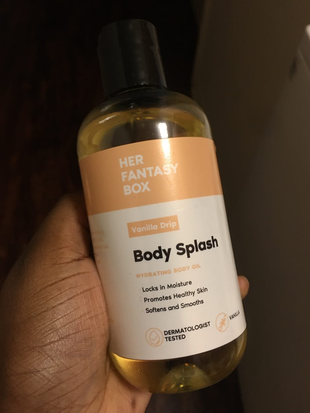 Customer photo review of Body Splash - Skin Smoothing Body Oil (Vanilla Drip)